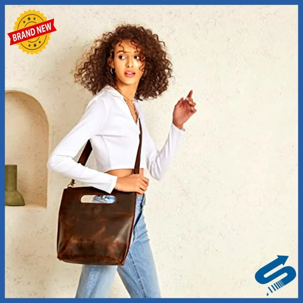 Genuine Leather Crossbody Bag with Adjustable Strap Foldable Clutch Purse